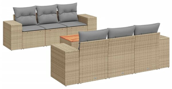VidaXL Polyrattan Kerti Ülőgarnitúra - 7 részes - Bézs