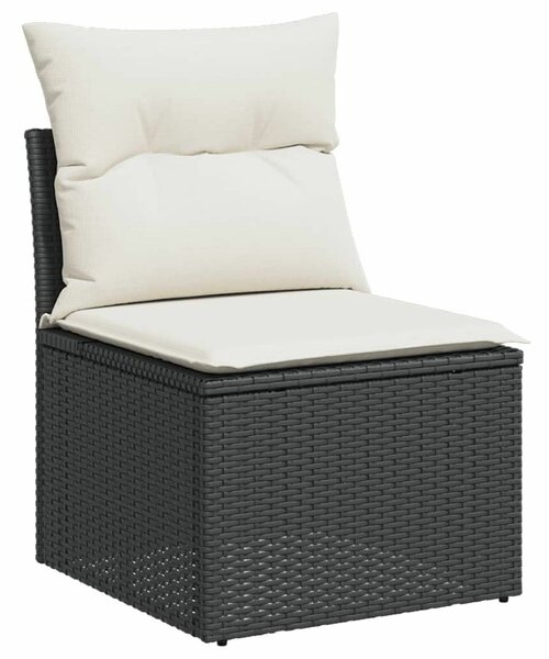 Polyrattan Kerti Ülőgarnitúra - 7 részes - Fekete