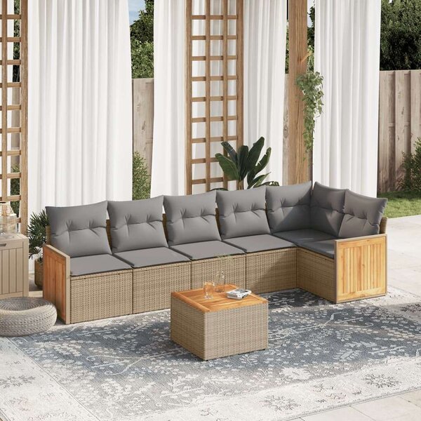 VidaXL Polyrattan Kerti Ülőgarnitúra - 7 részes - Bézs