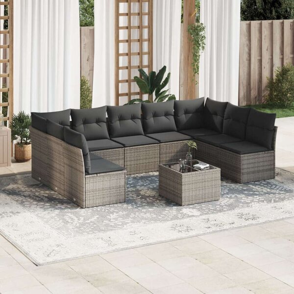 VidaXL Polyrattan Kerti Ülőgarnitúra - 10 részes - Szürke