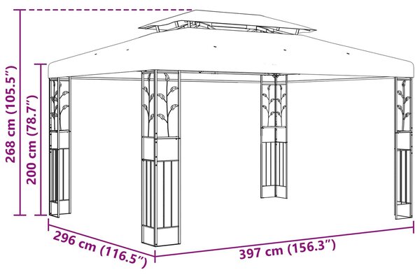 VidaXL Pavilon 3,97 x 2,96 x 2,68 m Zöld Poliészter és acél