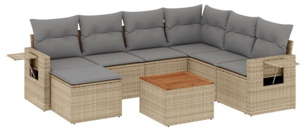 Polyrattan Kerti Ülőgarnitúra - 8 részes - Bézs
