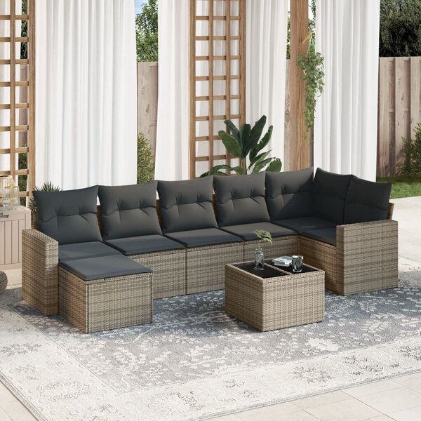 Polyrattan Kerti Ülőgarnitúra - 8 részes - Szürke