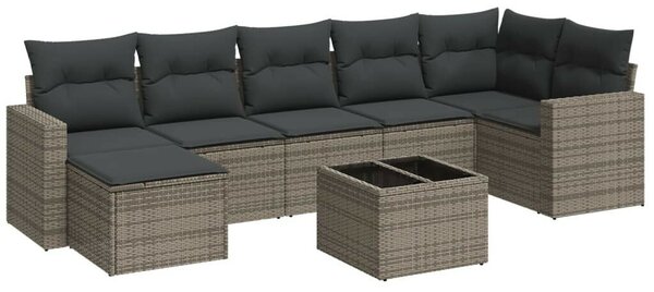 Polyrattan Kerti Ülőgarnitúra - 8 részes - Szürke