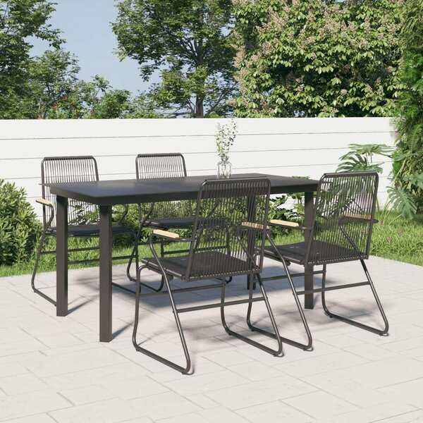 VidaXL 5 részes fekete PVC rattan kerti étkezőgarnitúra