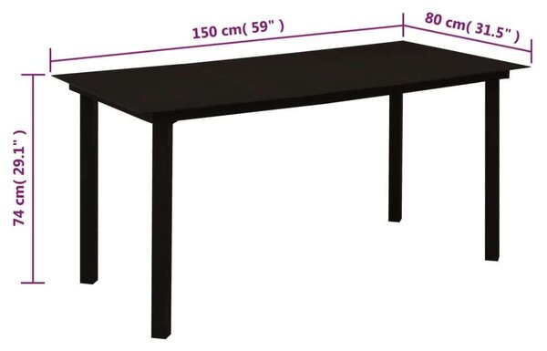 VidaXL 5 részes fekete PVC rattan kerti étkezőgarnitúra