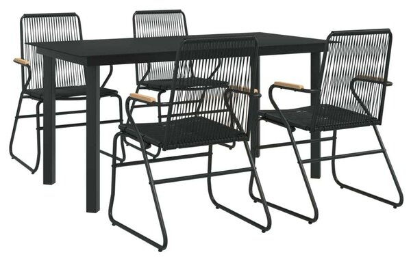 VidaXL 5 részes fekete PVC rattan kerti étkezőgarnitúra