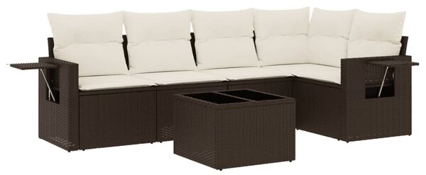 VidaXL 6 részes barna polyrattan kerti ülőgarnitúra párnával