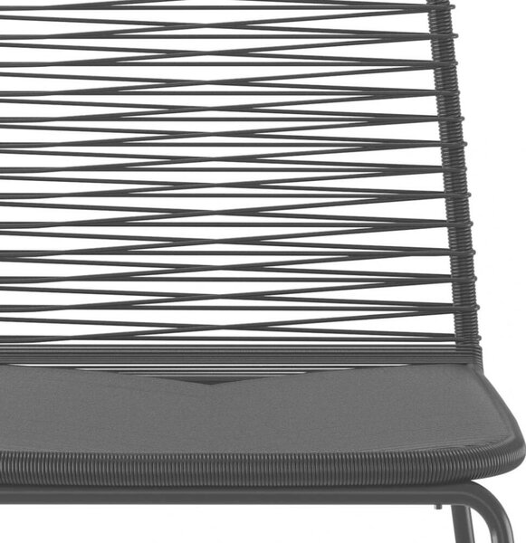 Fekete Kerti Étkezőgarnitúra - 5 részes - PE Rattan és Üveg