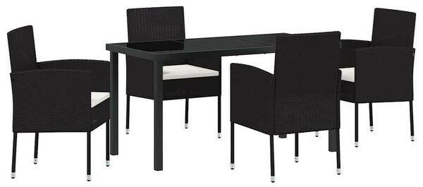 Kert étkező szett párnával 5 pcs Fekete polirattan
