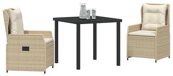 Kert étkező szett 3 pcs Beige és Világosszürke polirattan