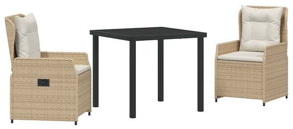Kert étkező szett 3 pcs Beige és Világosszürke polirattan