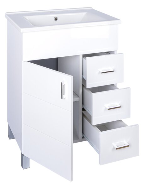 VivaStyle KARINA 85 lábon álló fürdőszobabútor 3 fiókos Sanovit ATRIA 9085 mosdóval 85 x 45,5 cm