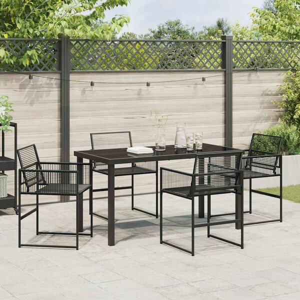 Kert étkező szett 5 pcs Fekete polirattan