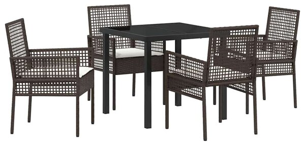 Kert étkező szett párnával 5 pcs Barna polirattan