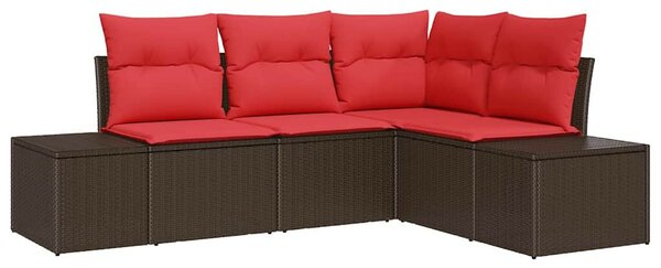 Kerti Kanapé Szett párnával 4 pcs Barna polirattan
