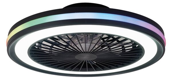 LED mennyezeti ventilátor Gamer fekete DC csendes CCT RGB – Mantra Mantra Iluminación, Gamer, dimmable, Fekete, Nappali, Műanyag, Modern