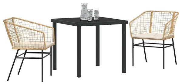 Kert étkező szett 3 pcs Barna polirattan