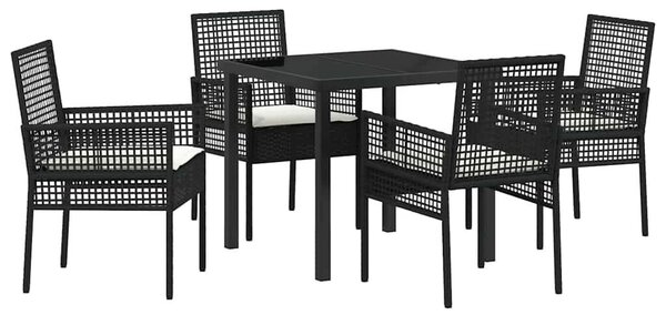 Kert étkező szett párnával 5 pcs Fekete polirattan