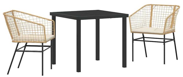 Kert étkező szett 3 pcs Barna polirattan