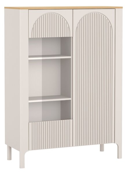 Könyvespolc Camdela 102, Ajtókkal, Zárt, Laminált forgácslap, Edzett üveg, Közepes sűrűségű farostlemez, 146x103x41cm, Kasmír, Tölgy