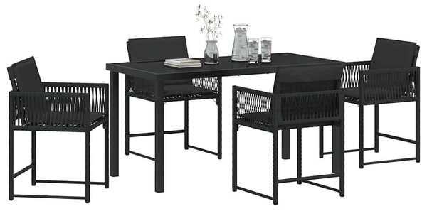 Kert étkező szett 5 pcs Fekete polirattan
