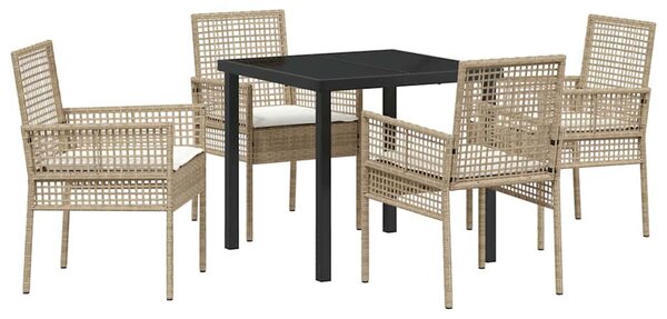 Kert étkező szett párnával 5 pcs Bézs polirattan