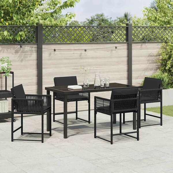 Kert étkező szett 5 pcs Fekete polirattan
