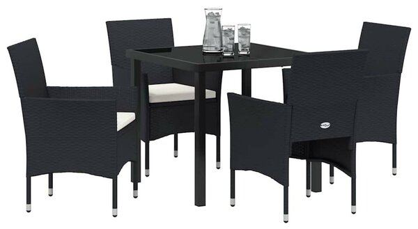 Kert étkező szett párnával 5 pcs Fekete polirattan