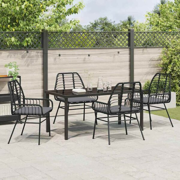 Kert étkező szett 5 pcs Fekete polirattan