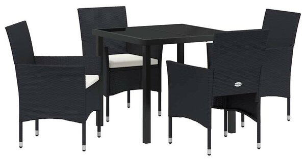 Kert étkező szett párnával 5 pcs Fekete polirattan
