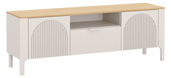 TV-állvány Camdela 104, Közepes sűrűségű farostlemez, Laminált forgácslap, 58x160x41cm, Kasmír, Tölgy