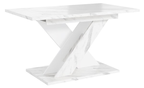 Asztal Goodyear 141, 75x80cm, Fehér márvány, Fehér