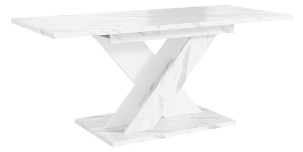 Asztal Goodyear 141, 75x80cm, Fehér márvány, Fehér
