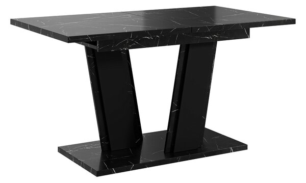Asztal Goodyear 139, 75x80cm, Fekete márvány, Fekete