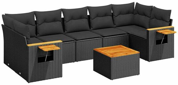 VidaXL Polyrattan Kerti Ülőgarnitúra - 8 részes - Fekete