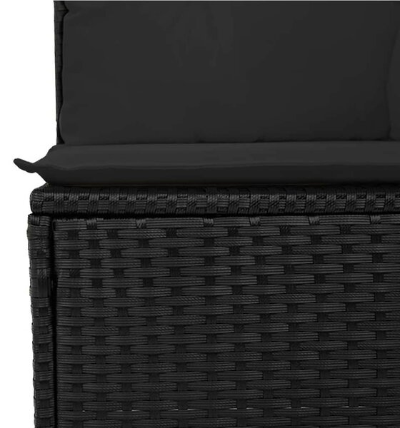 VidaXL 5 részes fekete polyrattan kerti kanapészett párnákkal