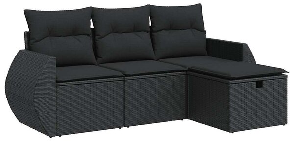VidaXL Polyrattan Kerti Ülőgarnitúra - 4 részes - Fekete