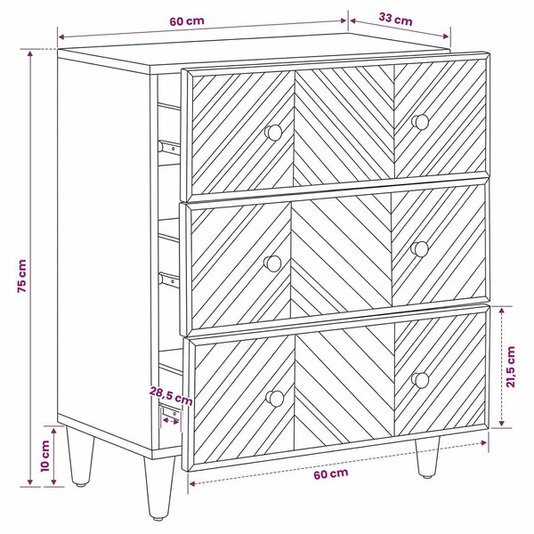 VidaXL Tároló szekrények Barna 60 x 33,5 x 75 cm Tömör Mangófát