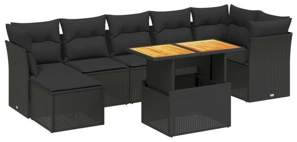 VidaXL 8 részes Kerti Ülőgarnitúra - Fekete Polyrattan