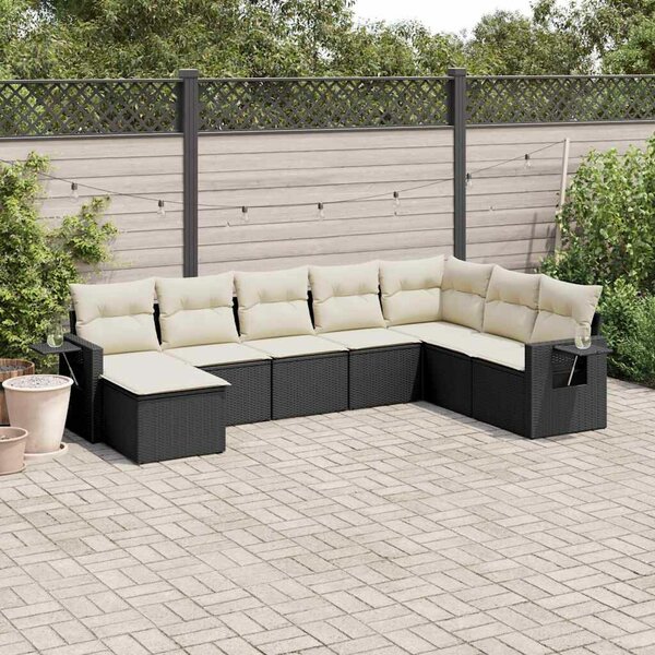Polyrattan Kerti Ülőgarnitúra - 8 részes - Fekete