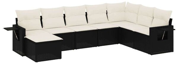 Polyrattan Kerti Ülőgarnitúra - 8 részes - Fekete