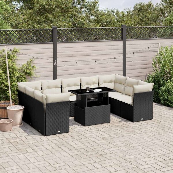 VidaXL Polyrattan Kerti Ülőgarnitúra - 10 részes - Fekete