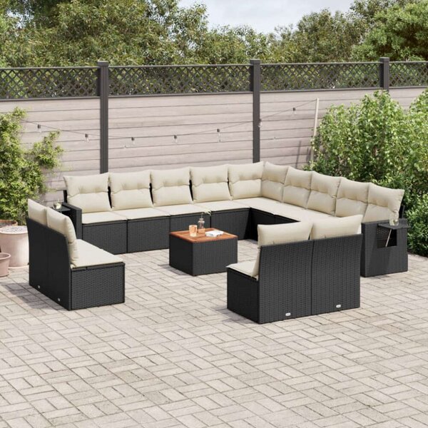 VidaXL Polyrattan Kerti Ülőgarnitúra - 14 részes - Fekete