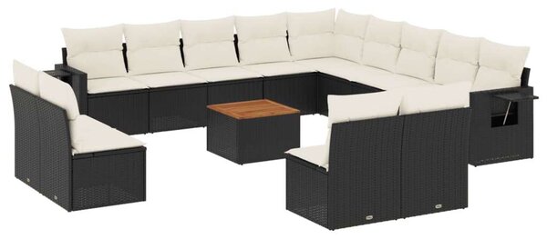 VidaXL Polyrattan Kerti Ülőgarnitúra - 14 részes - Fekete