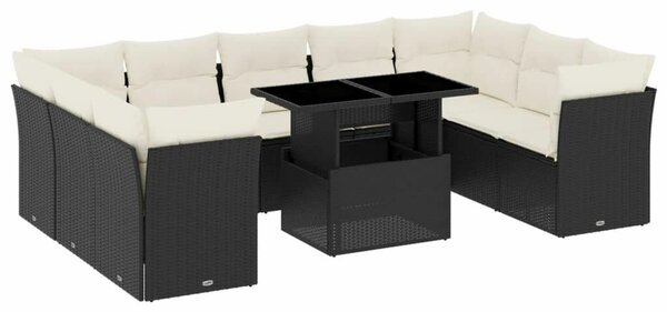 VidaXL Polyrattan Kerti Ülőgarnitúra - 10 részes - Fekete