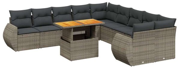 VidaXL Polyrattan Kerti Ülőgarnitúra - 11 részes - Szürke