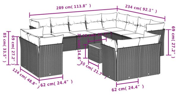 VidaXL Polyrattan Kerti Ülőgarnitúra - 13 részes - Bézs