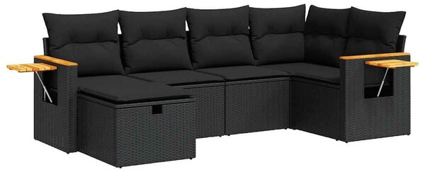 VidaXL Polyrattan Kerti Ülőgarnitúra - 6 részes - Fekete