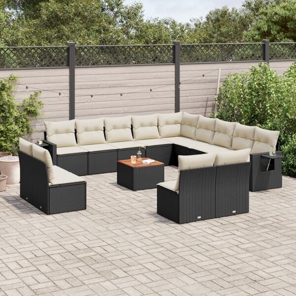 VidaXL Polyrattan Kerti Ülőgarnitúra - 14 részes - Fekete